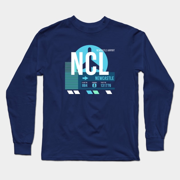 Newcastle (NCL) Airport // Sunset Baggage Tag Long Sleeve T-Shirt by Now Boarding